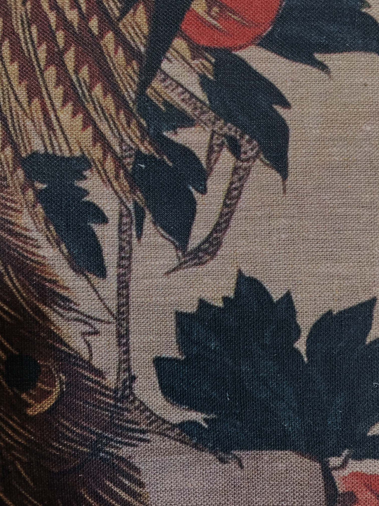 Woodblock Peacock & Peony Wall Hanging