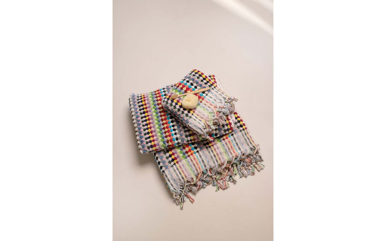 Pompom Turkish Cotton Hand Towel - Multicoloured