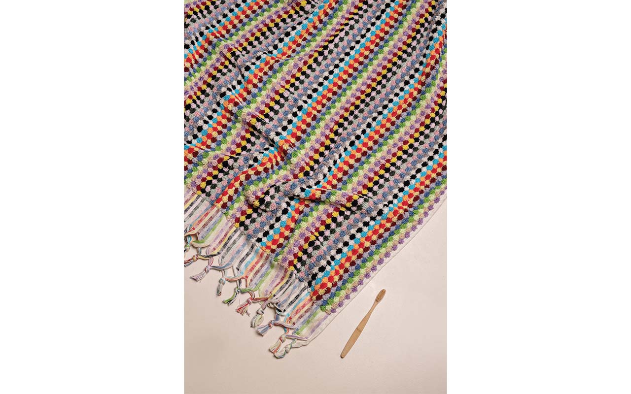 Pompom Turkish Cotton Beach Towel/Bath Sheet - Multicoloured