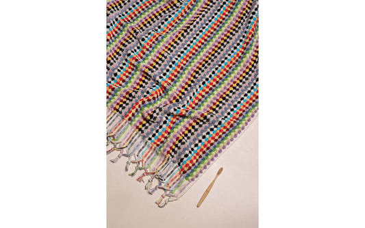 Pompom Turkish Cotton Beach Towel/Bath Sheet - Multicoloured