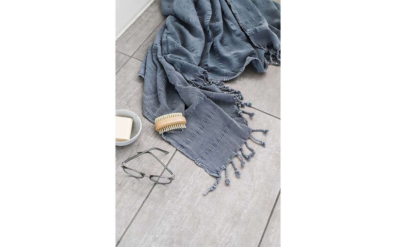 Stonewashed Turkish Towel - Pale Blue/Grey Denim