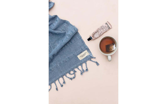 Stonewashed Turkish Towel - Pale Blue/Grey Denim