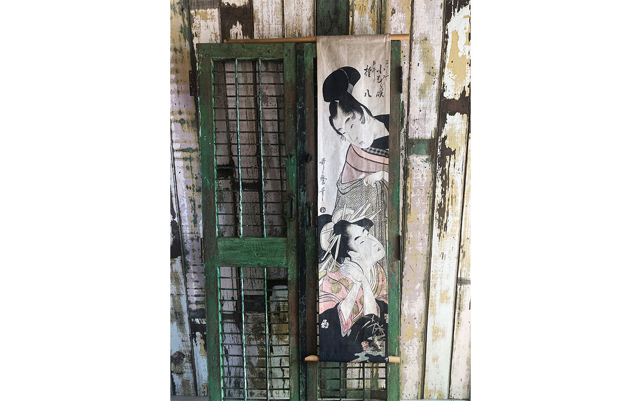 Woodblock Komurasaki of the Miuraya and Shirai Gompachi Wall Hanging