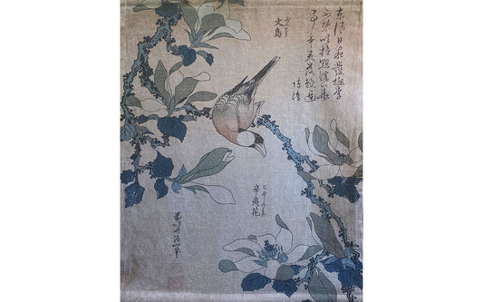 Woodblock Paddy Bird and Magnolia Wall Hanging