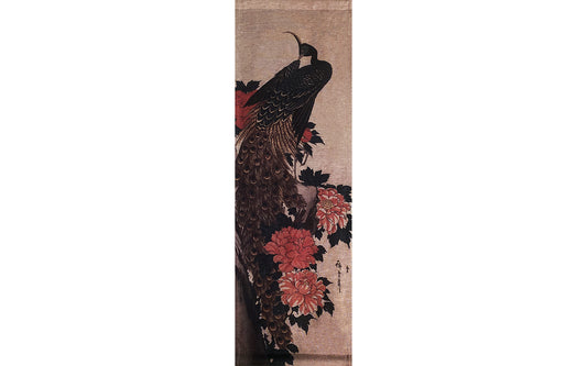 Woodblock Peacock & Peony Wall Hanging