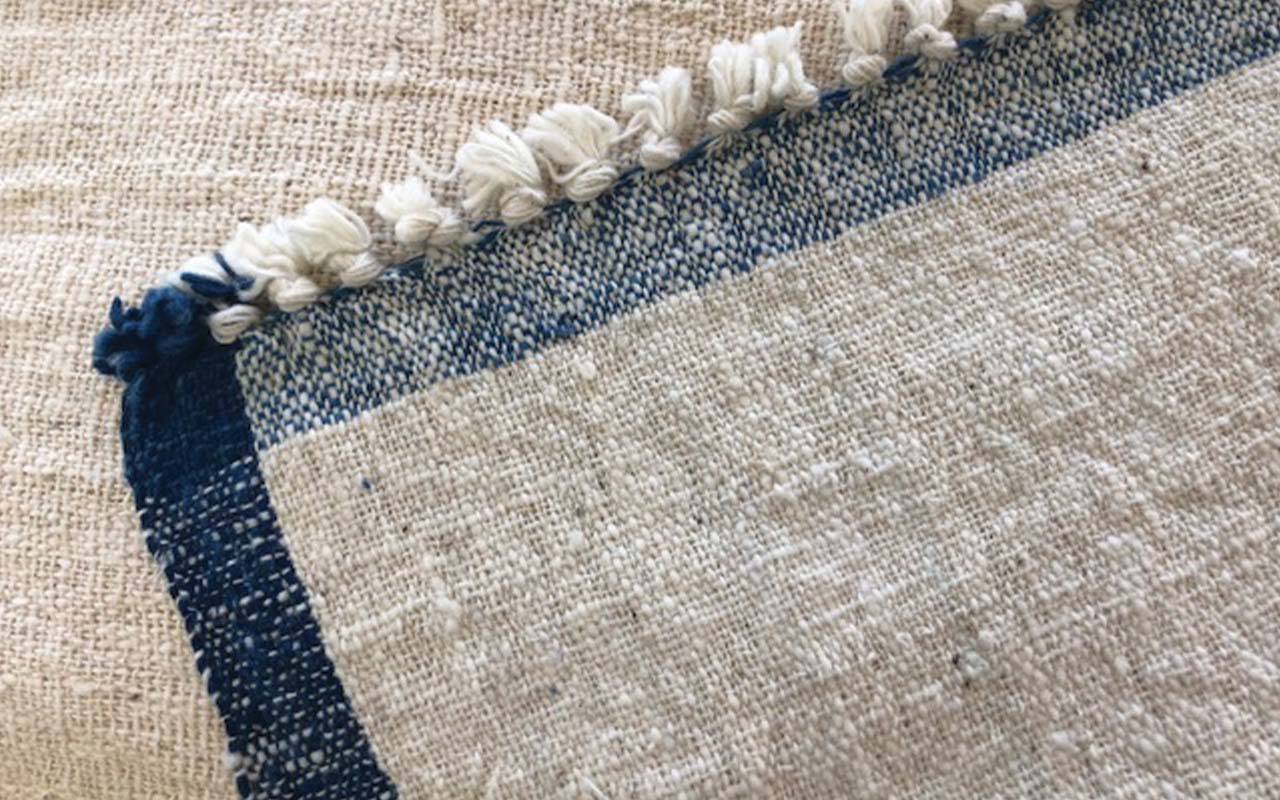 Twine Hand Loomed Face Towel - Blue